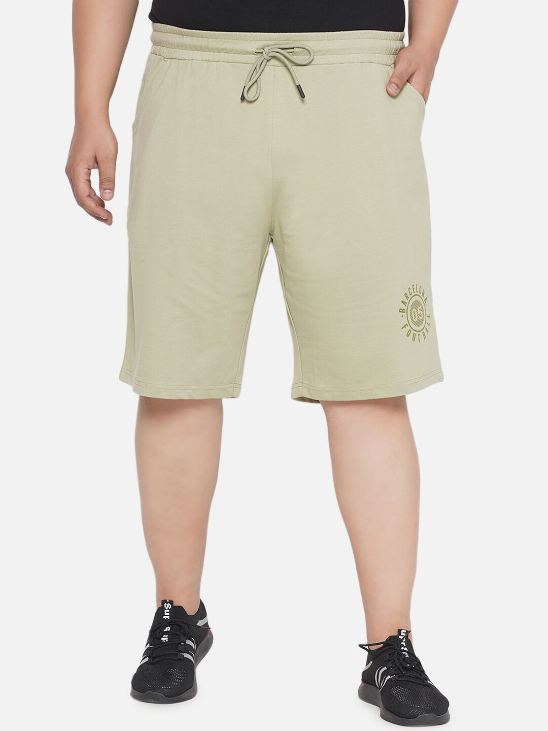

Santonio Men Plus Size Soft Pure Cotton Gym Sports Shorts, Olive