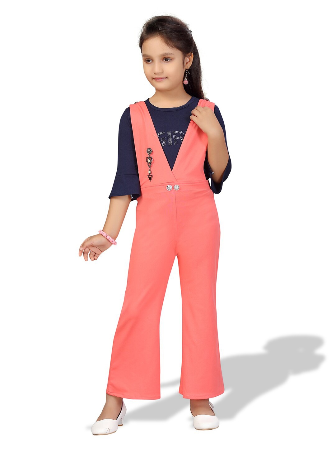

BAESD Girls V-Neck Jumpsuit With Top, Blue