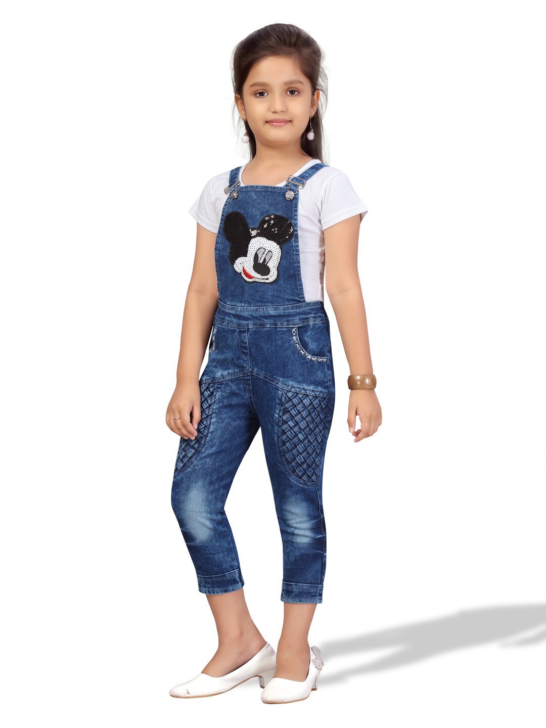 

BAESD Girls Cotton Dungarees With T-shirt, Blue