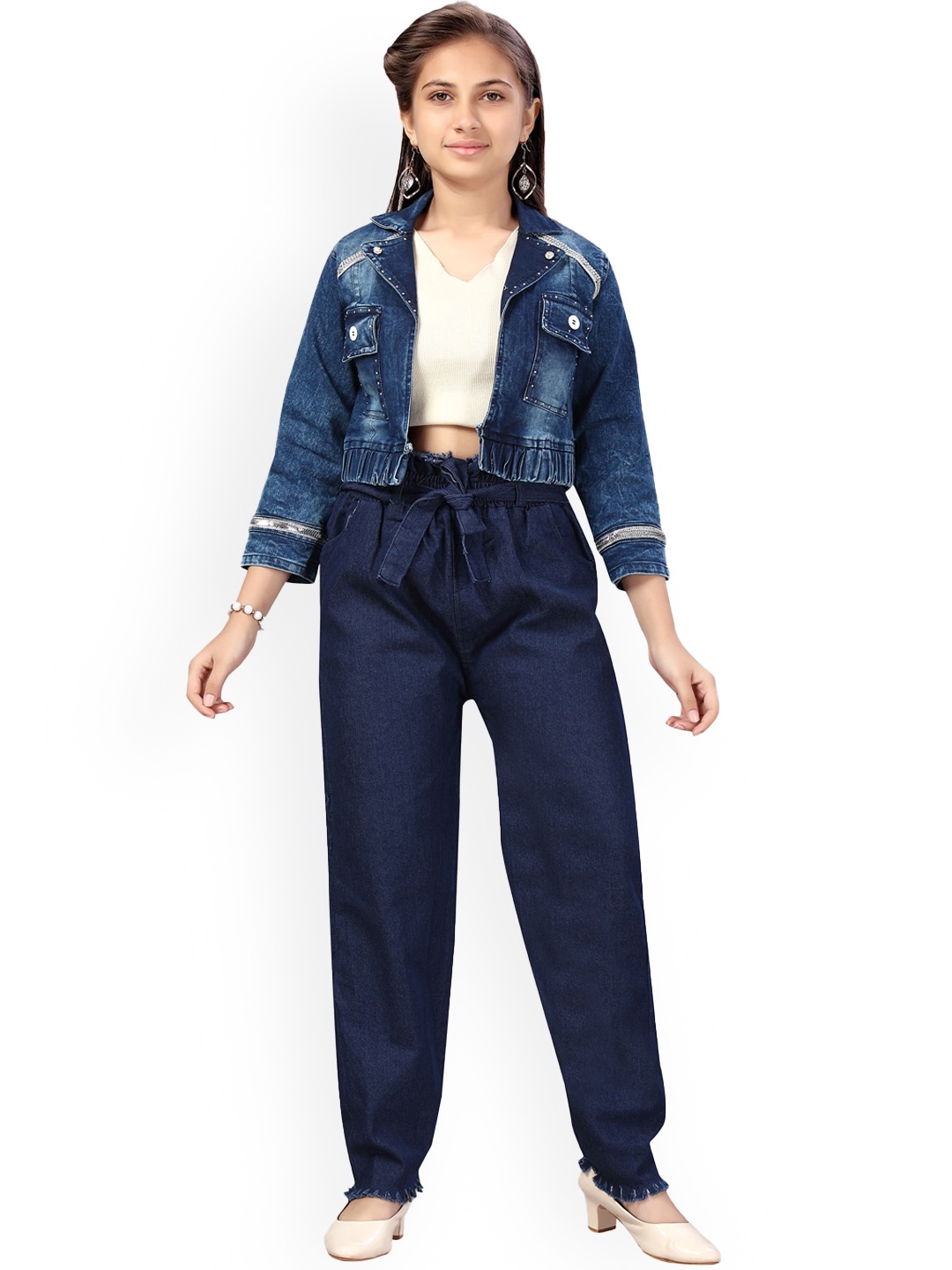 

BAESD Girls Lightweight Crop Denim Jacket, Blue