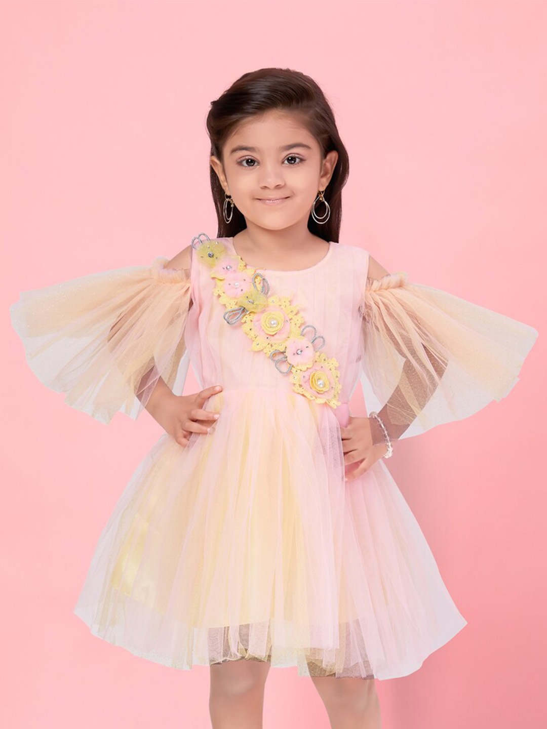 

BAESD Girls Flared Sleeve A-Line Dress, Pink