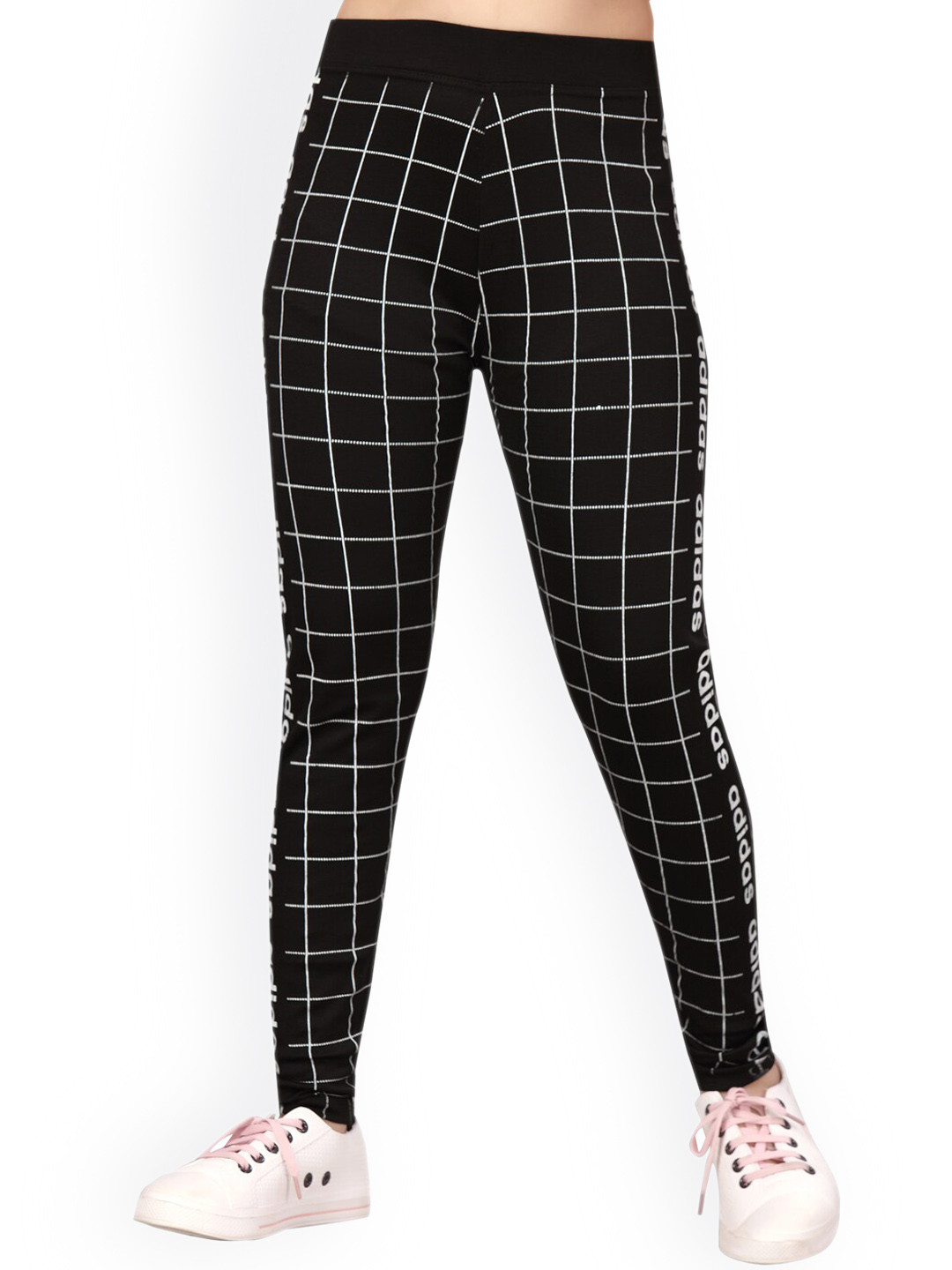 

BAESD Girls Checked Rapid-Dry Training Or Gym Track Pants, Black