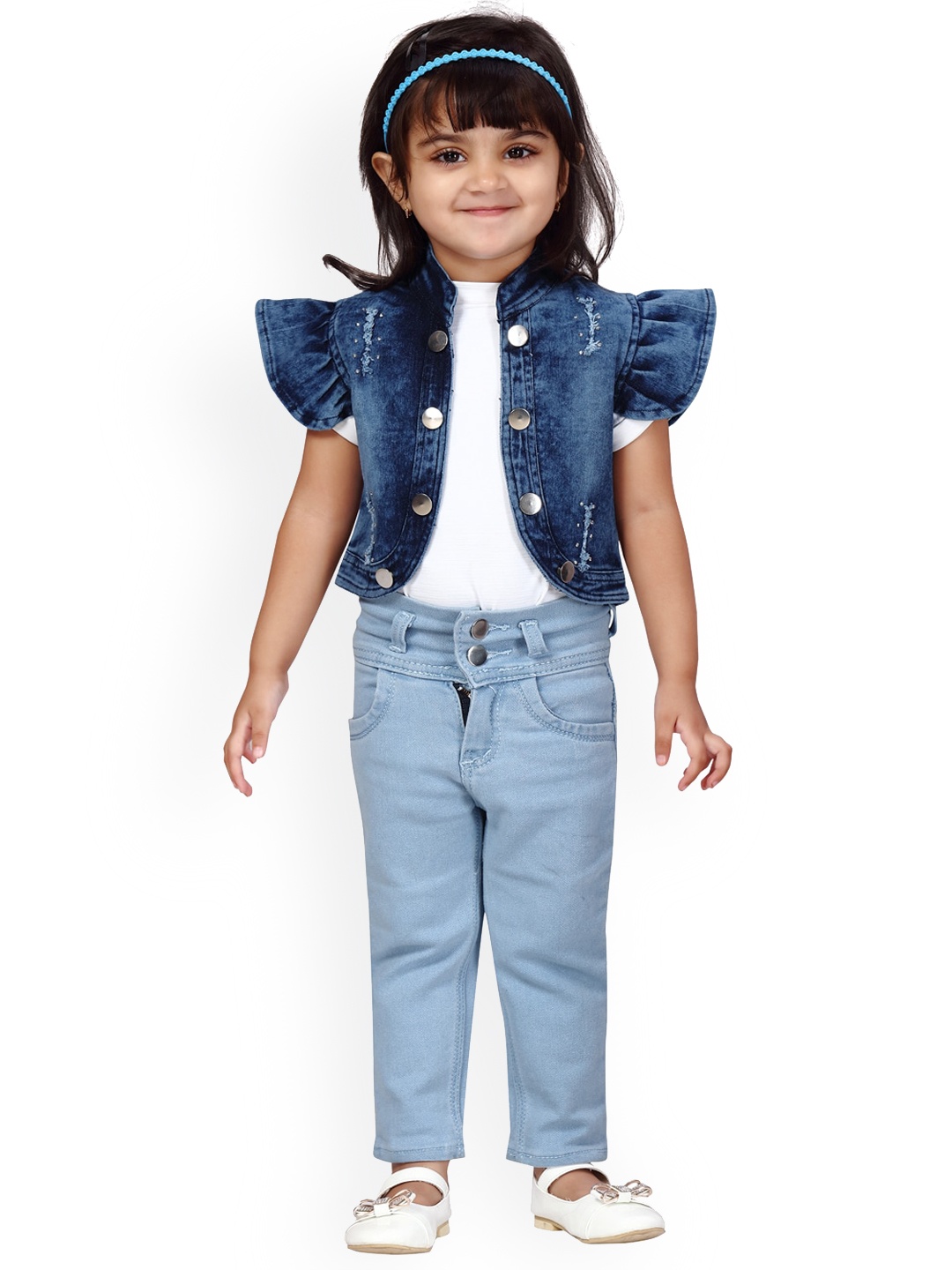 

BAESD Girls Floral Lightweight Denim Jacket, Blue