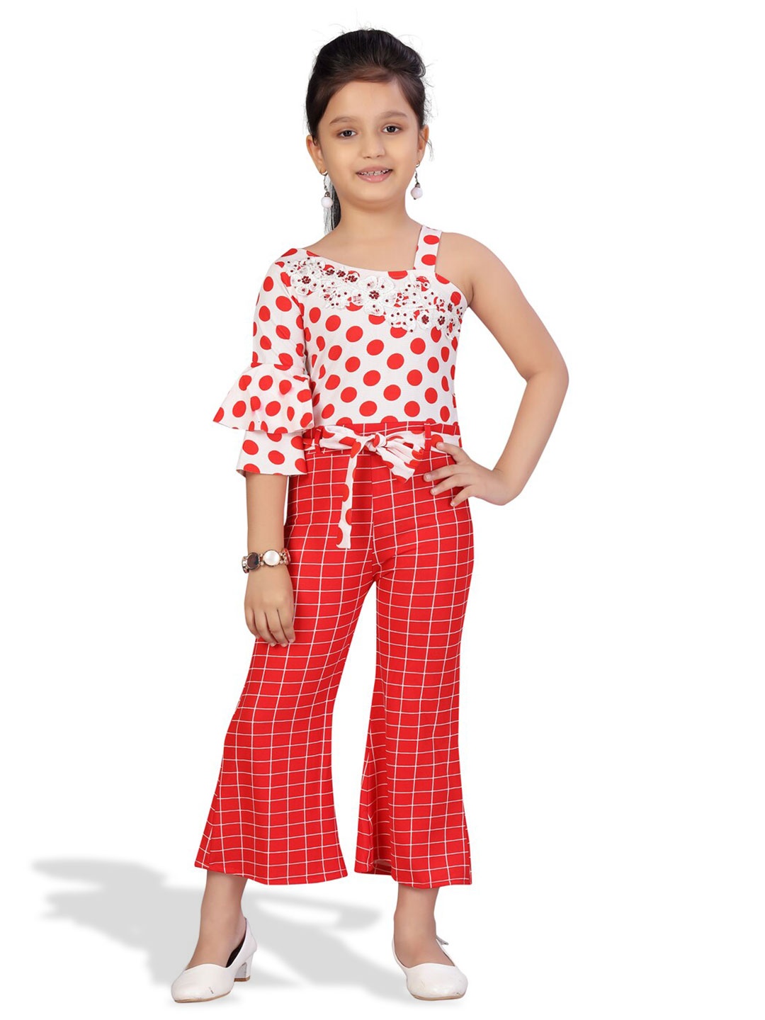 

BAESD Girls Printed Basic Jumpsuit, Red