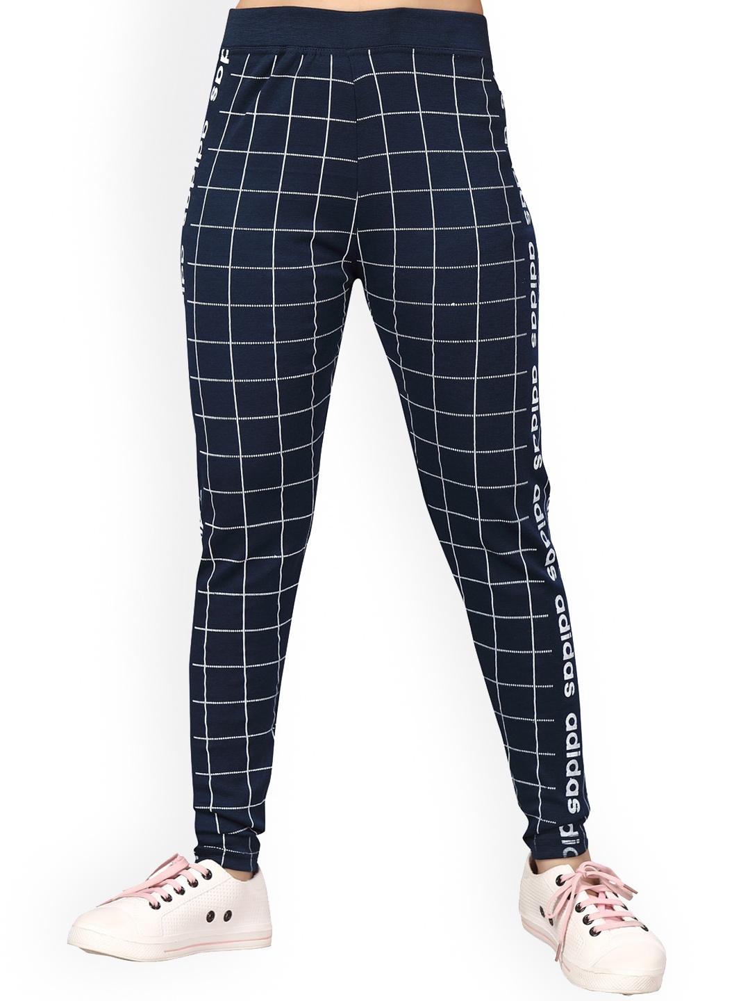 

BAESD Girls Checked Rapid-Dry Ankle Length Track Pants, Navy blue