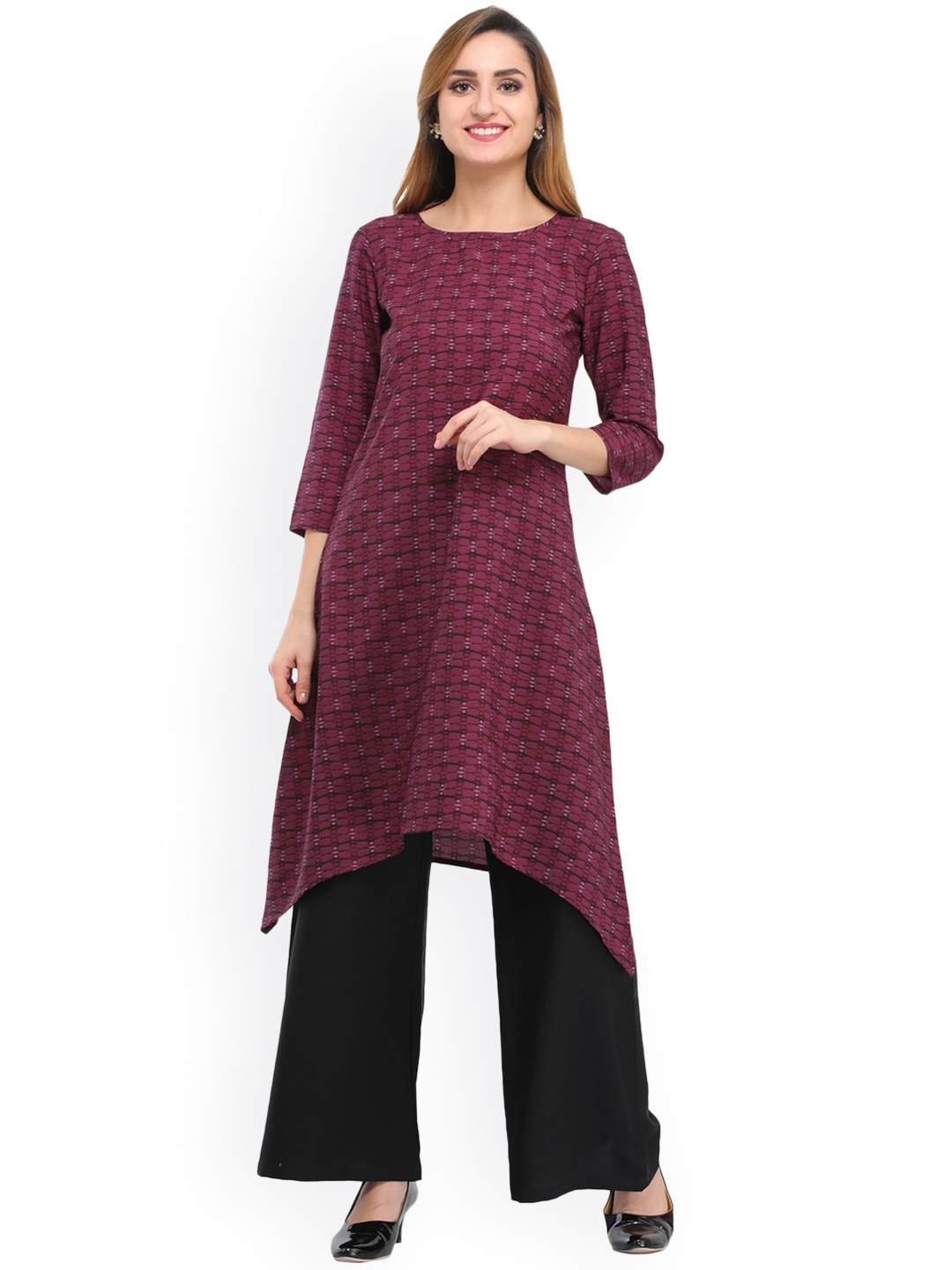 

Cottinfab Women Purple Printed A-Line Kurta