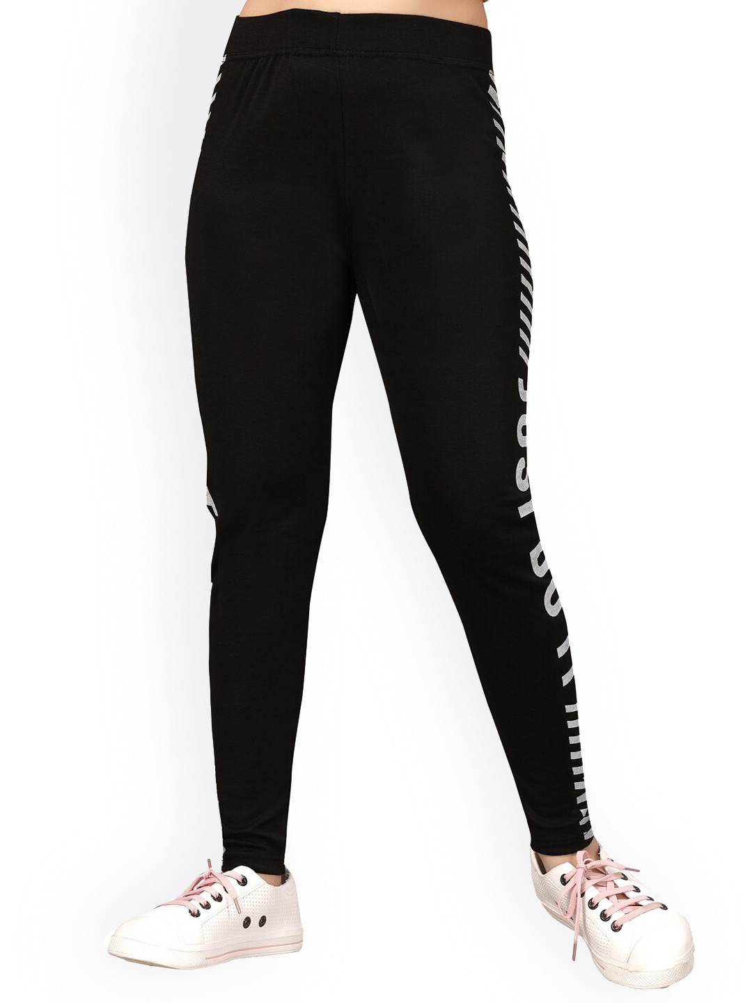 

BAESD Girls Typography Printed Rapid-Dry Sports Track Pants, Black