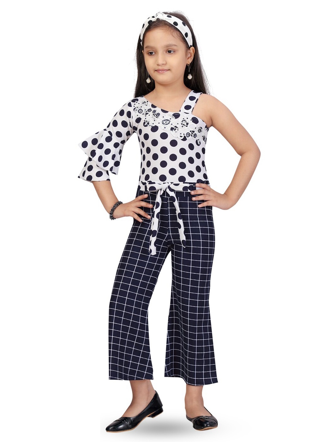 

BAESD Girls Printed Basic Jumpsuit, Navy blue
