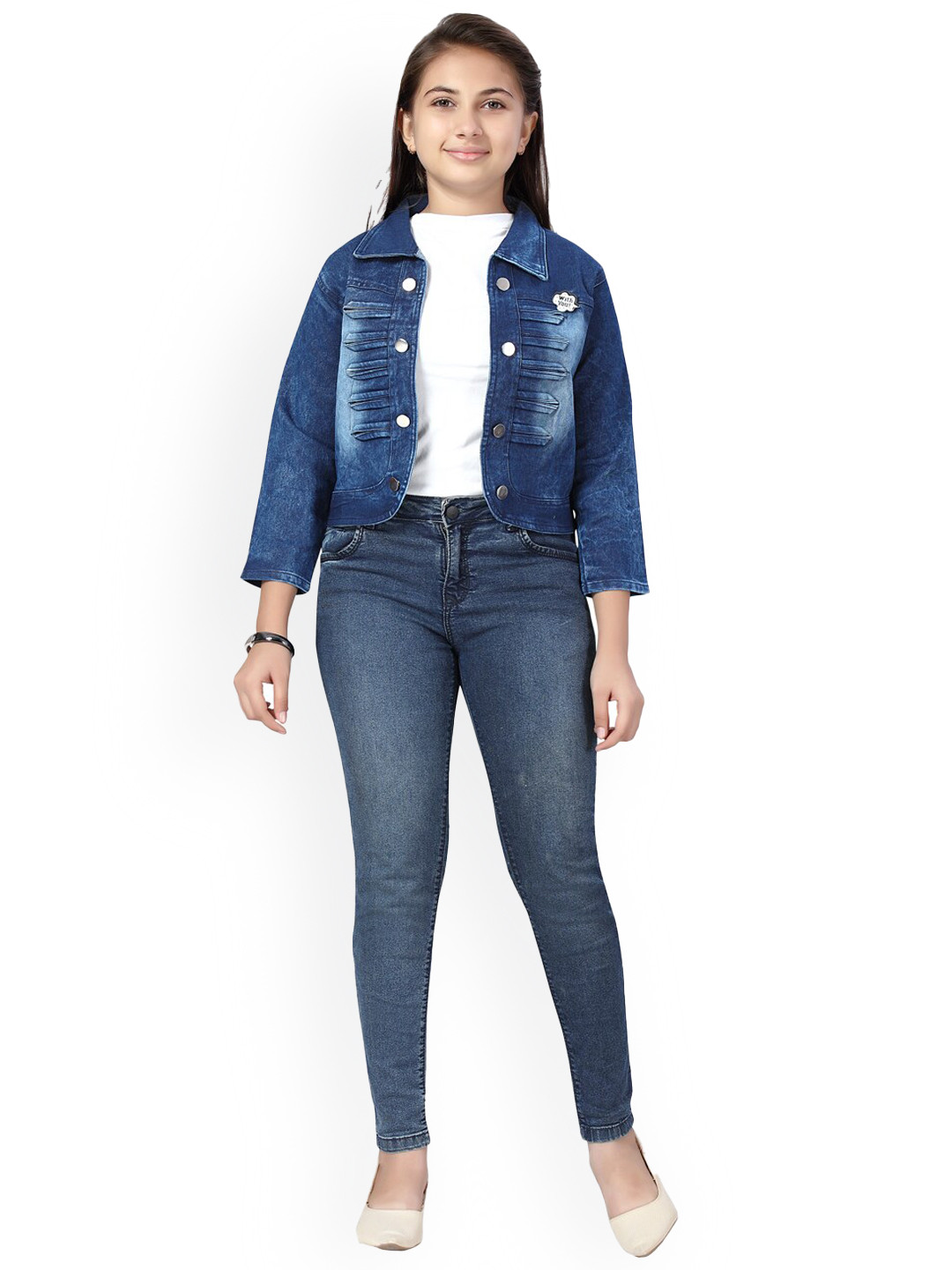 

BAESD Girls Blue Lightweight Crop Denim Jacket