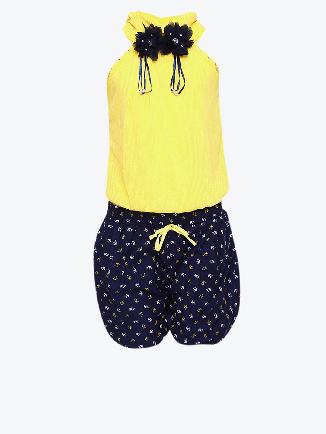 

BAESD Girls Embellished Halter Neck Top With Shorts, Yellow