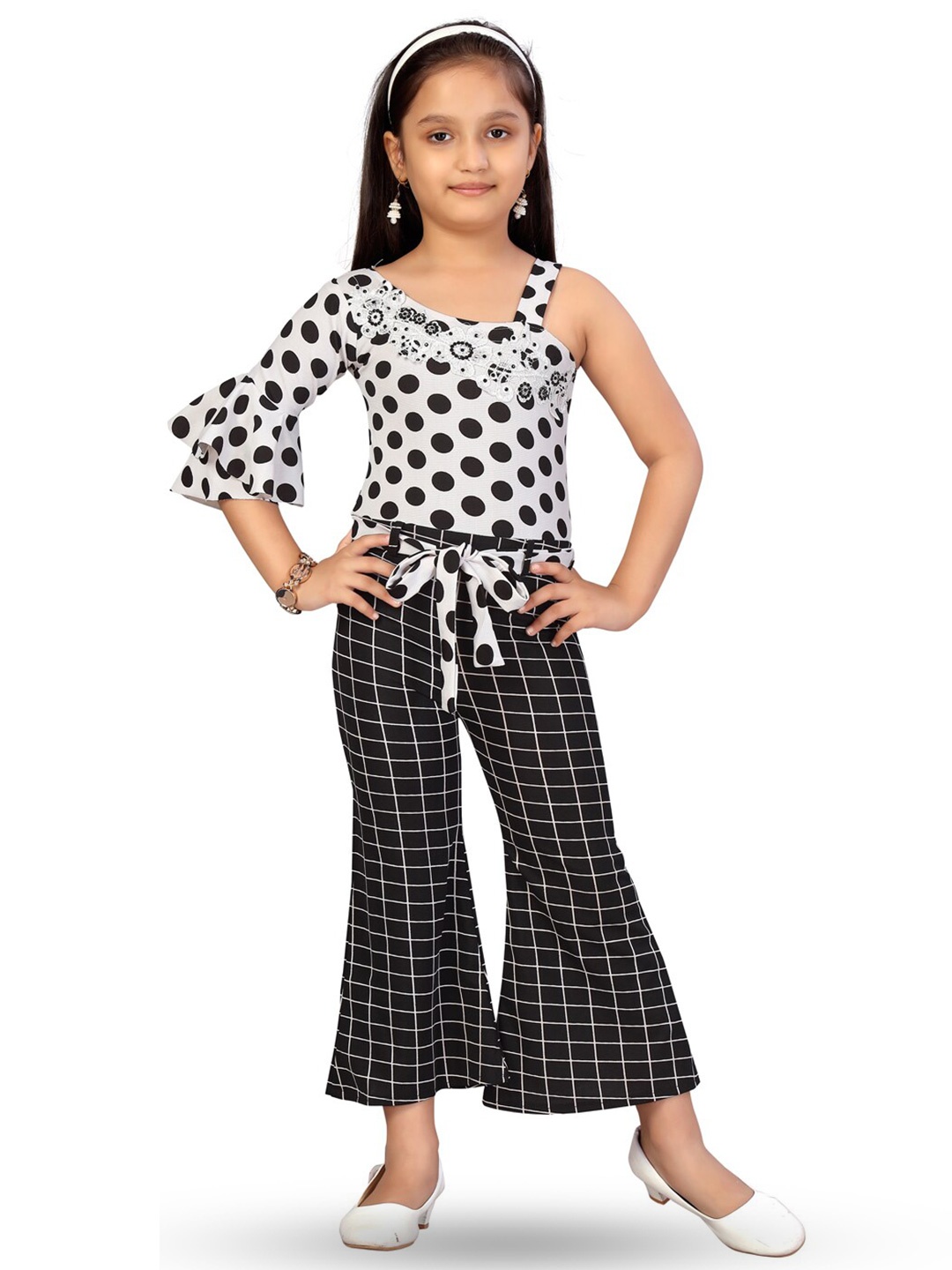 

BAESD Girls Printed One Shoulder Basic Jumpsuit, Black