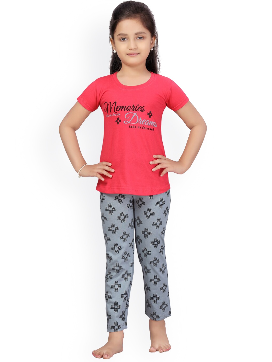 

BAESD Girls Pink & Grey Night suit