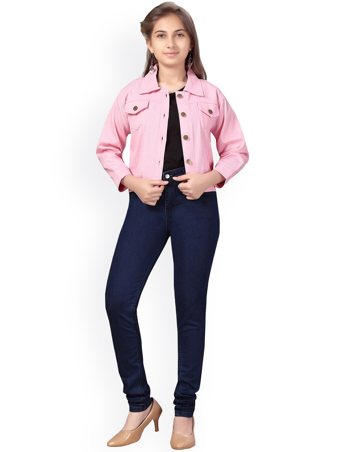 

BAESD Girls Lightweight Crop Bomber Jacket, Pink