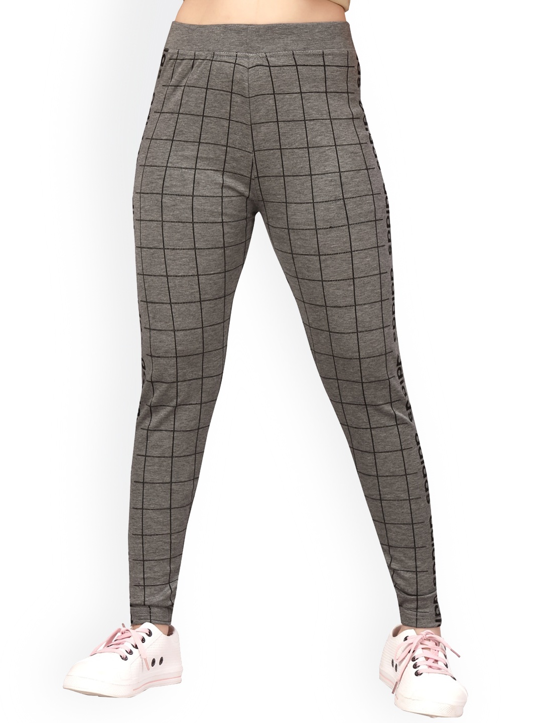 

BAESD Girls Checked Rapid-Dry Training Or Gym Track Pants, Grey
