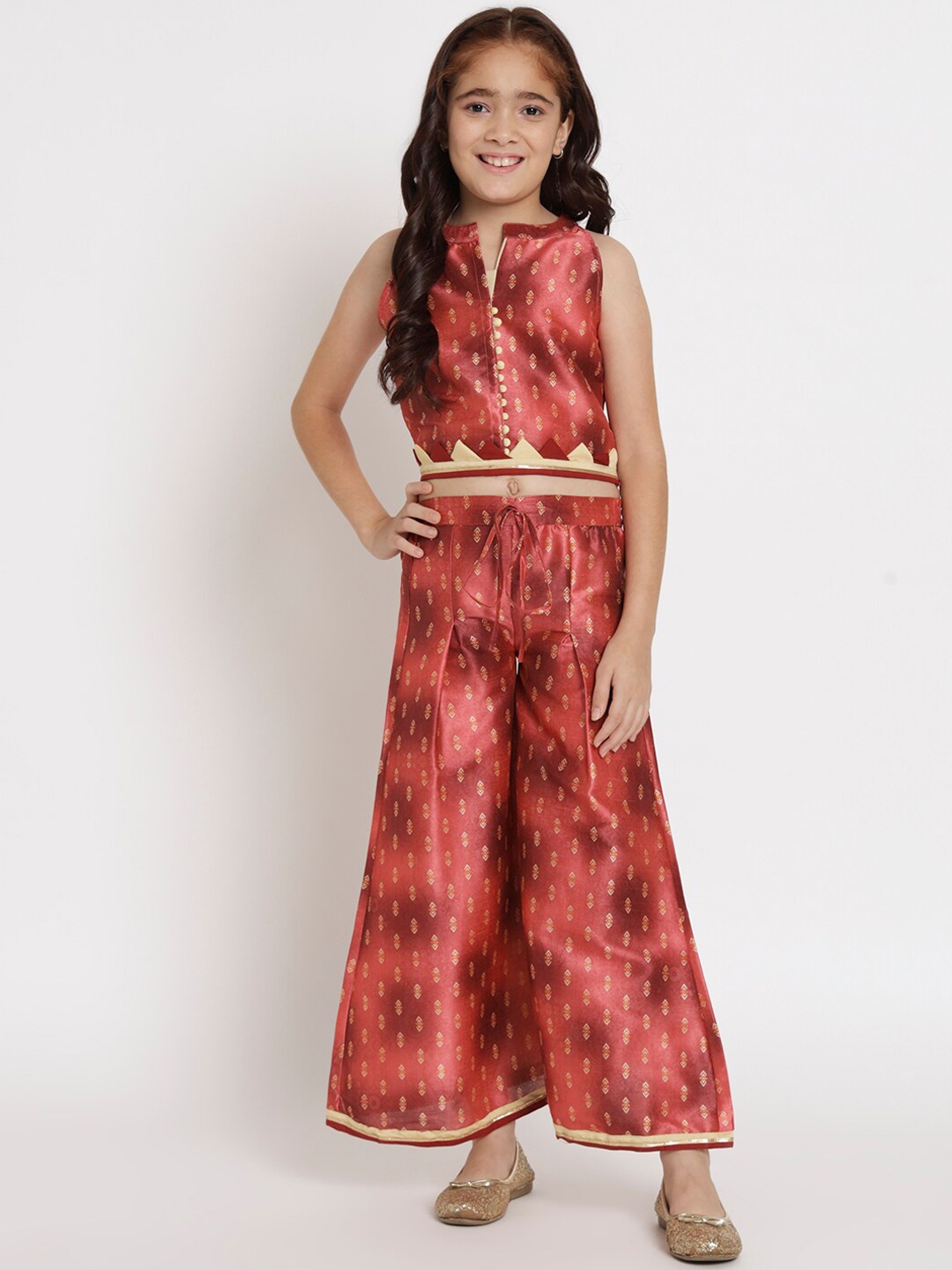 

Readiprint Girls Geometric Printed Regular Straight Top With Palazzos, Rust