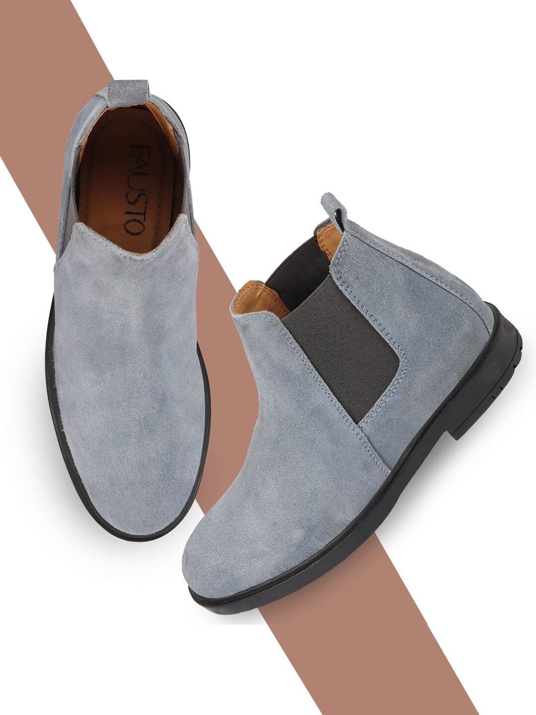 

FAUSTO Boys Mid Top Block Heel Chelsea Boots, Grey