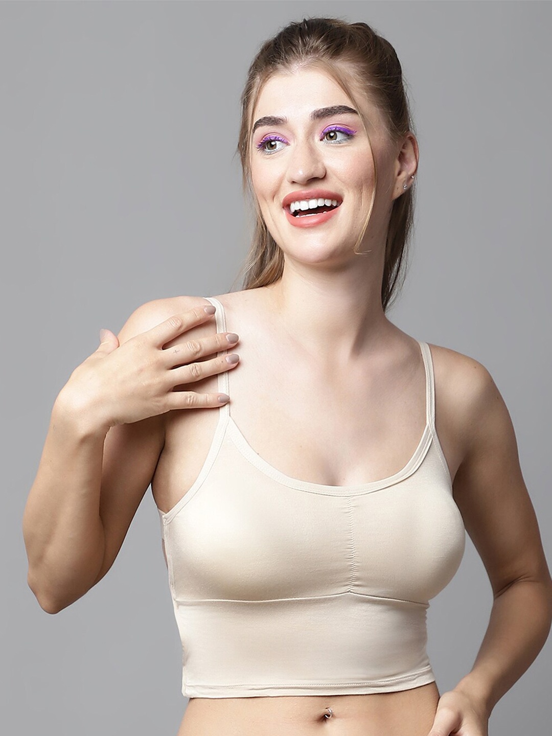 

PrettyCat Full Coverage Non-Wired Lightly Padded Cotton Bralette All Day Comfort Bra, Beige