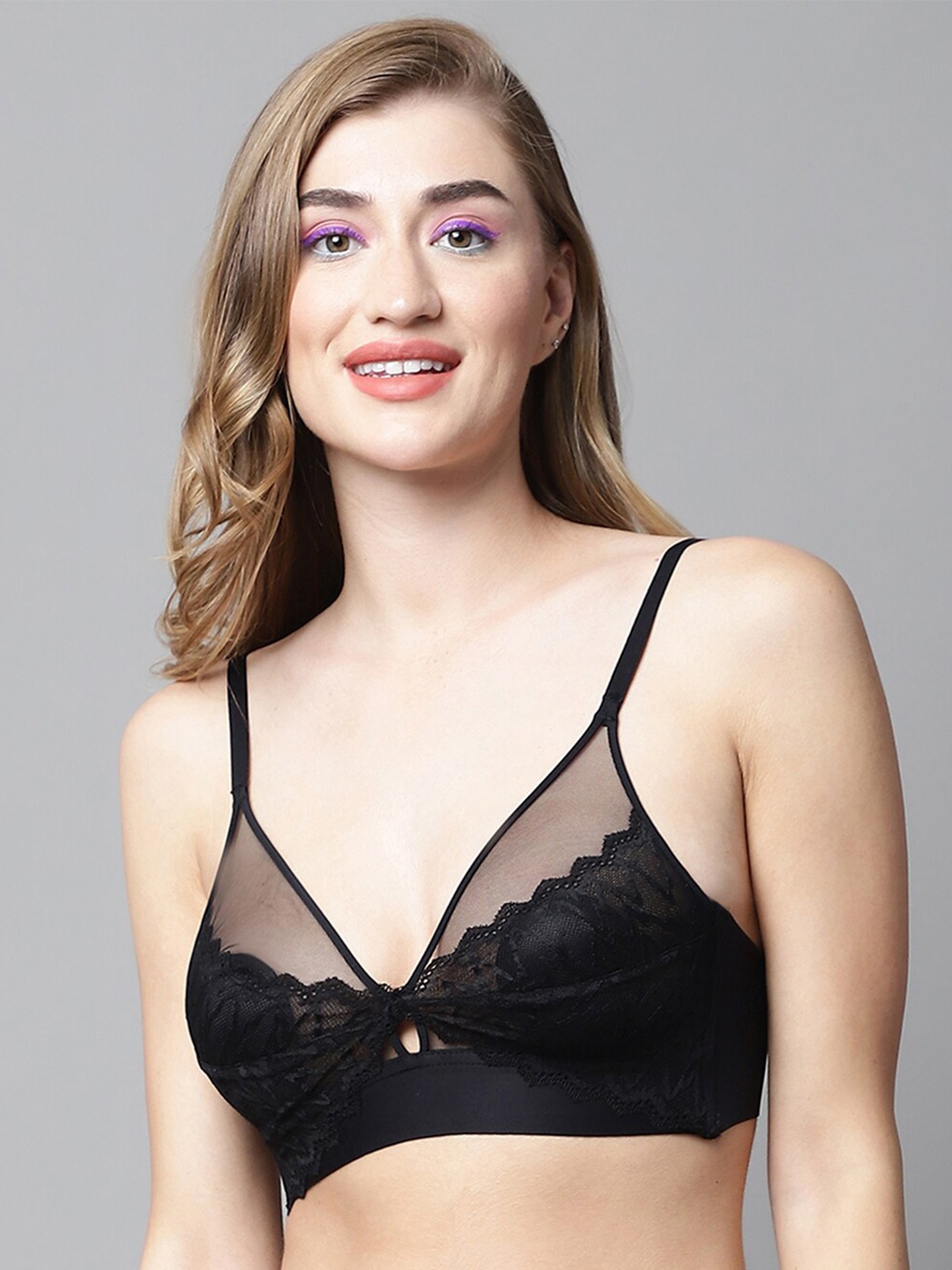 

PrettyCat Bralette Medium Coverage Lightly Padded Bra, Black