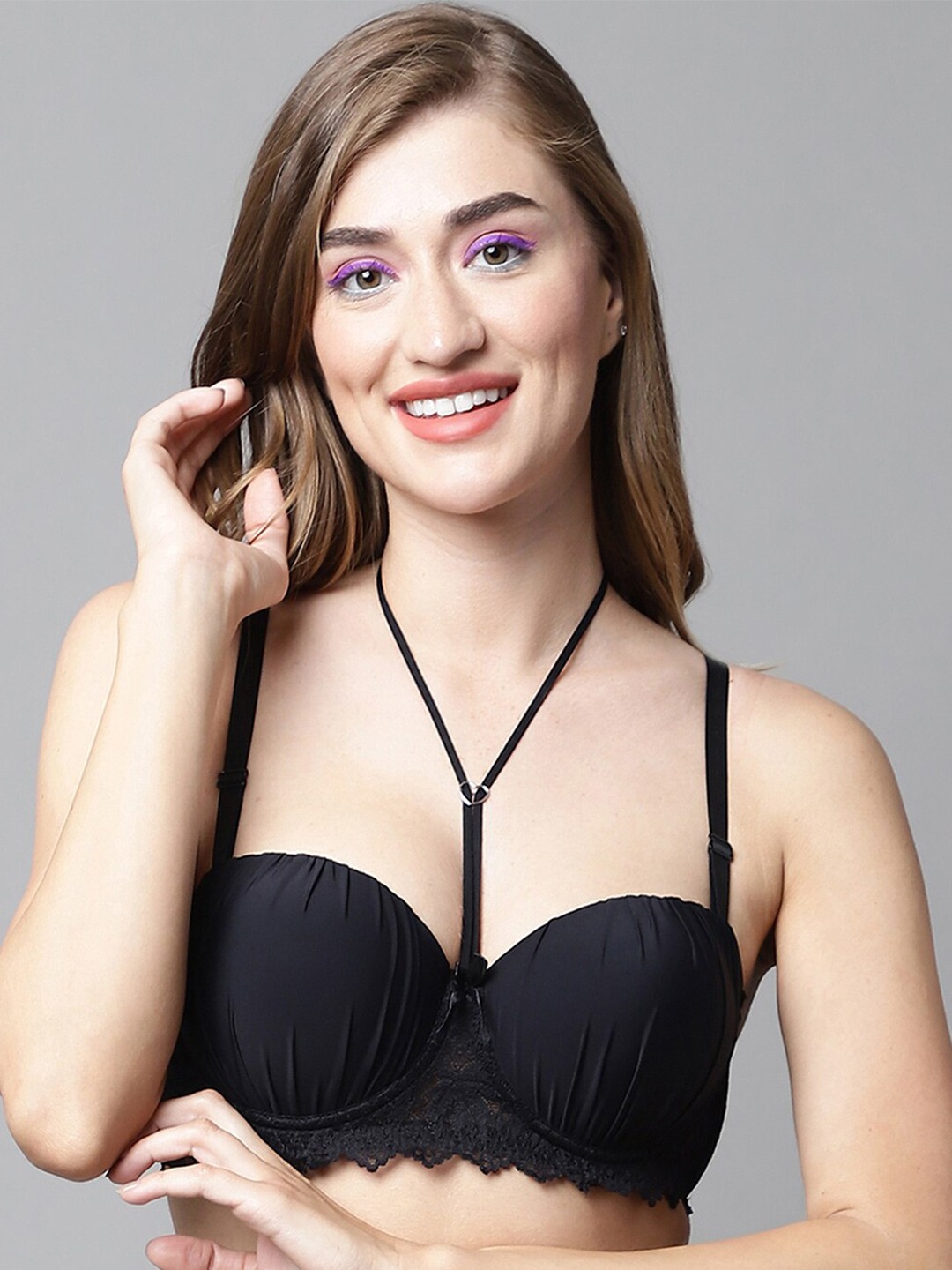 

PrettyCat Half Coverage Underwired Lightly Padded Bra With All Day Comfort, Black