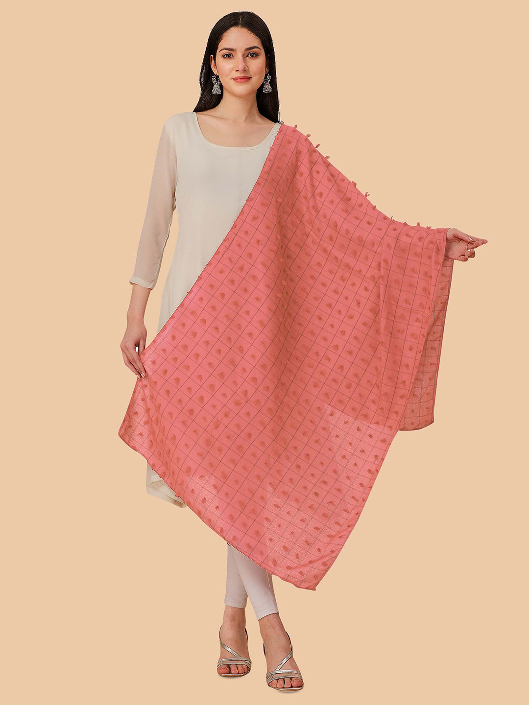 

Dori Abstract Embroidered Dupatta, Peach