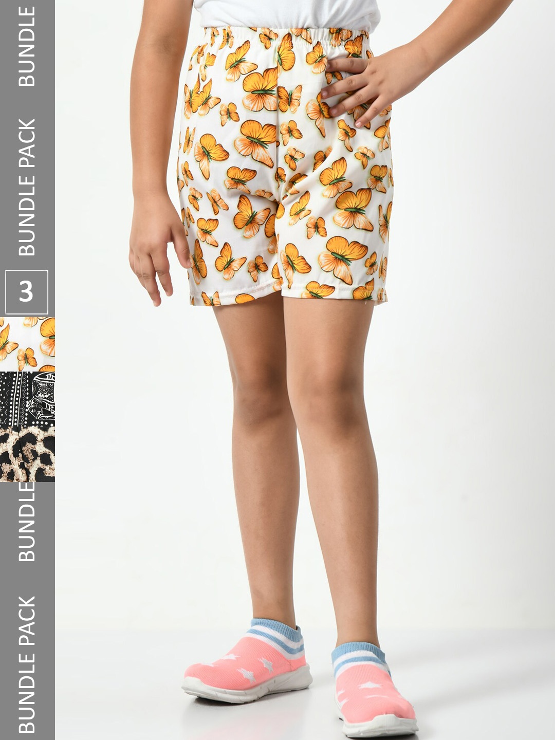

BAESD Girls Pack Of 3 Printed High-Rise Shorts, Yellow