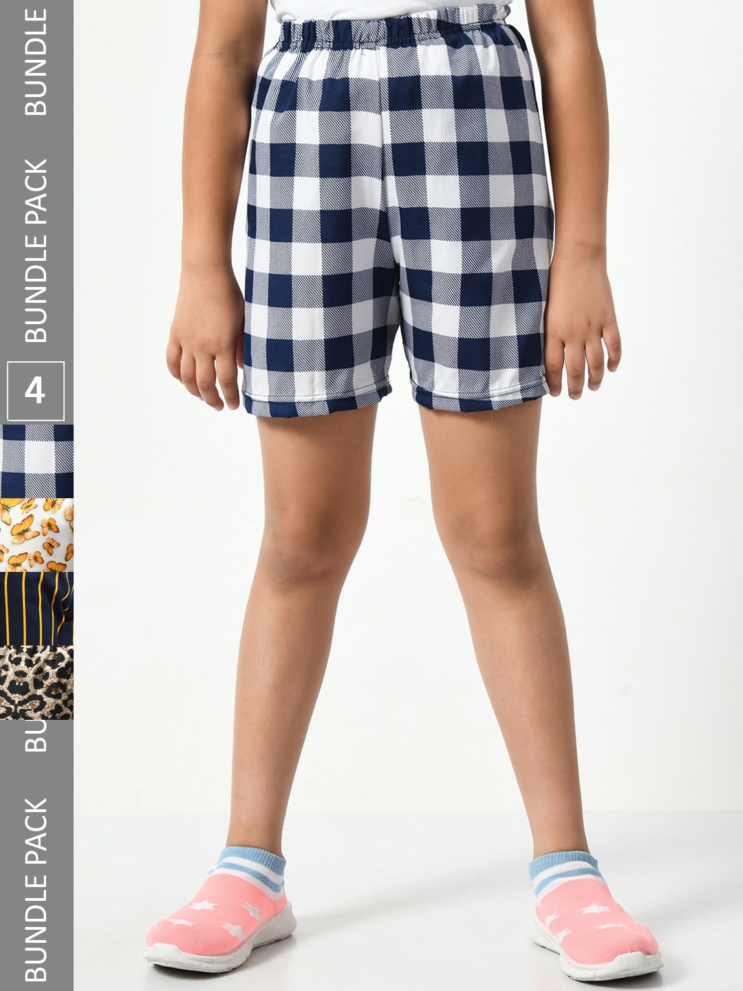 

BAESD Girls Pack Of 4 Abstract Printed High-Rise Shorts, White