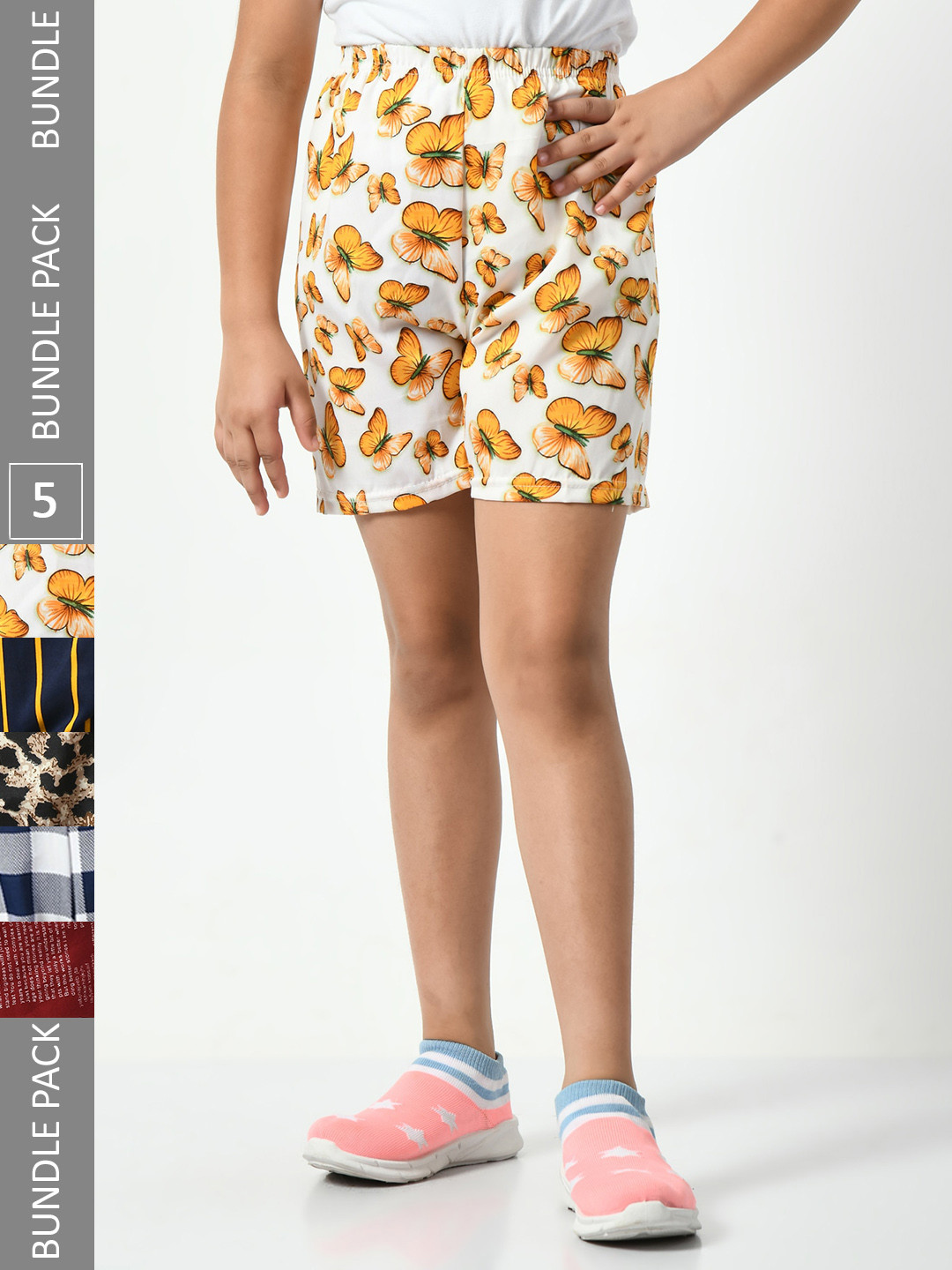 

BAESD Girls Pack Of 5 Conversational Printed High-Rise Shorts, Multi
