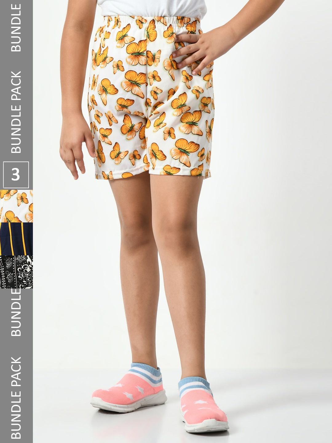 

BAESD Girls Pack Of 3 Conversational Printed High-Rise Shorts, White