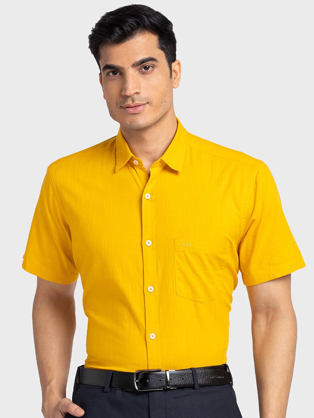 

ColorPlus Spread Collar Cotton Formal Shirt, Yellow
