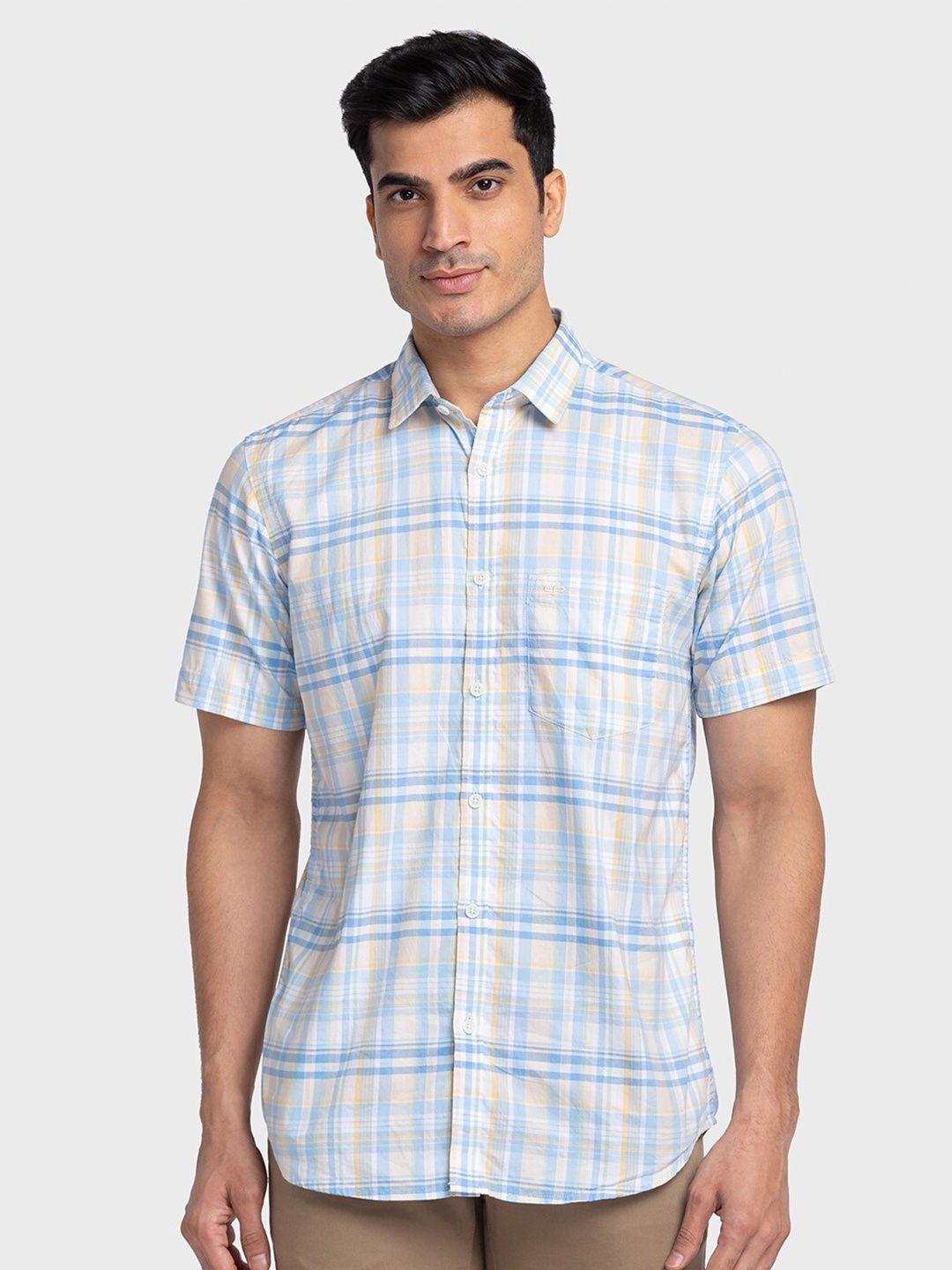 

ColorPlus Regular Fit Checked Cotton Casual Shirt, Blue