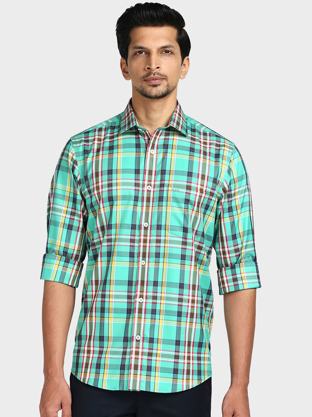 

ColorPlus Regular Fit Checked Cotton Casual Shirt, Green