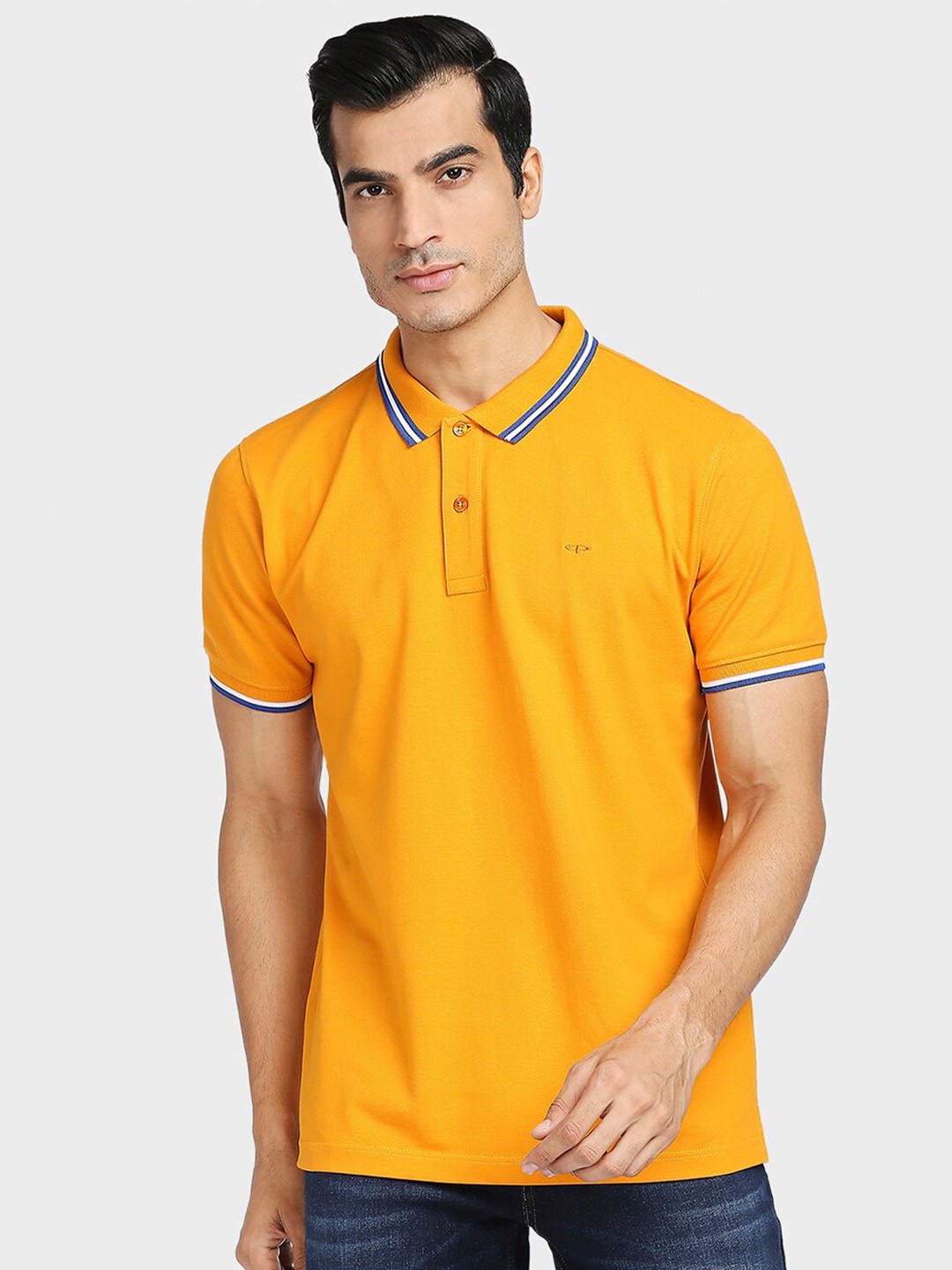 ColorPlus Polo Collar Regular Fit Cotton T-shirt, Orange