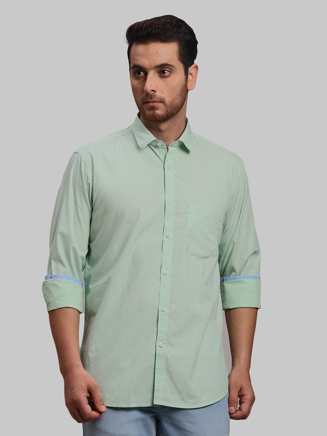 

ColorPlus Spread Collar Cotton Formal Shirt, Green