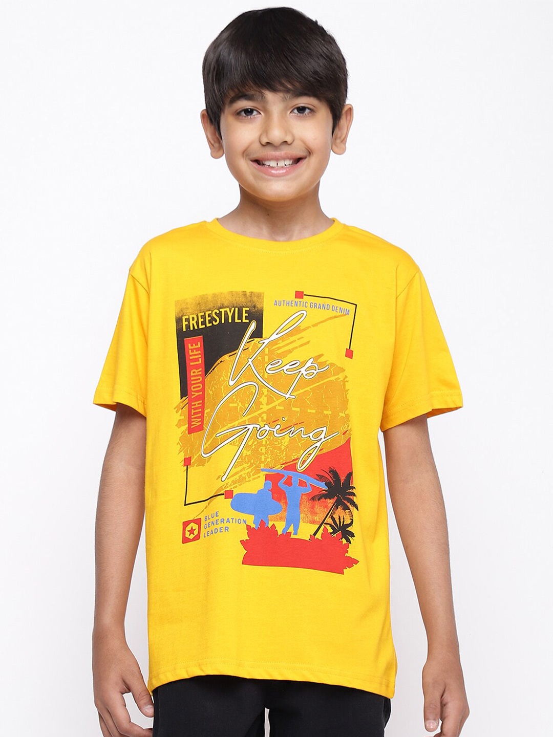 

HOMEGROWN Boys Graphic Printed T-shirt, Mustard