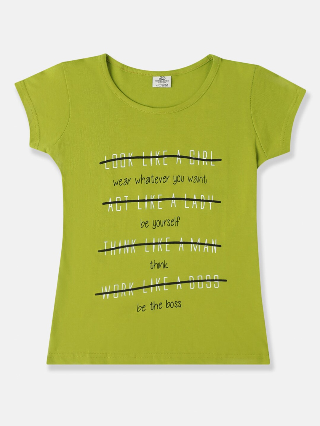 

HOMEGROWN Olive Green Print Cotton Top