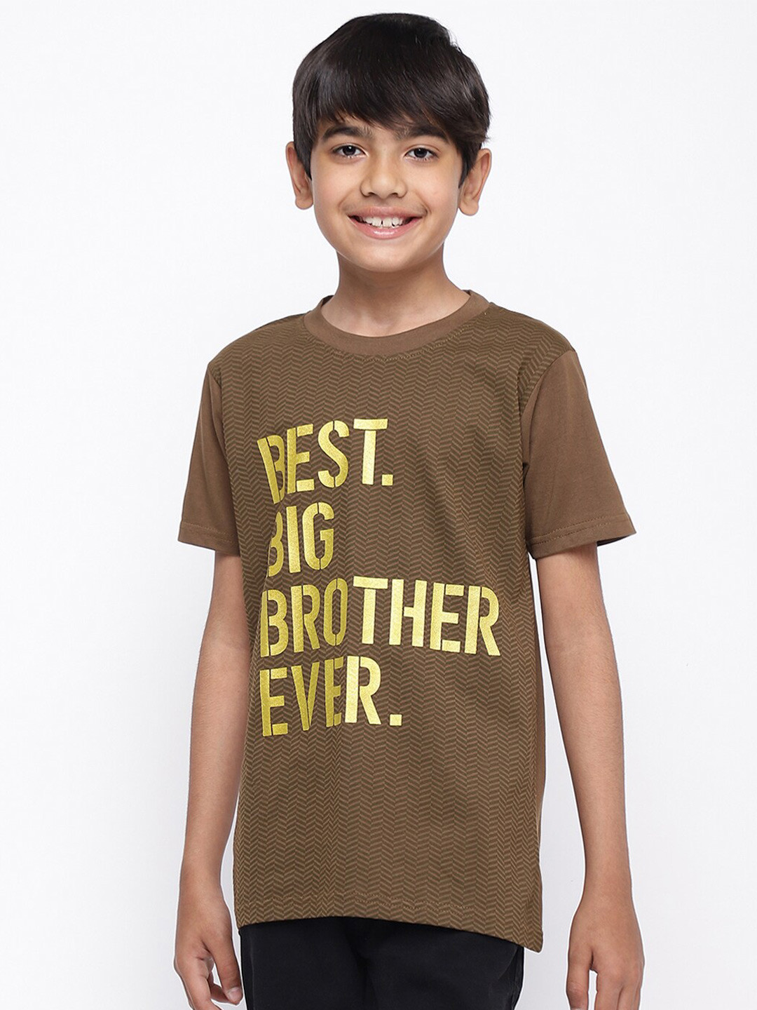 

HOMEGROWN Boys Typography Printed Cotton T-shirt, Brown