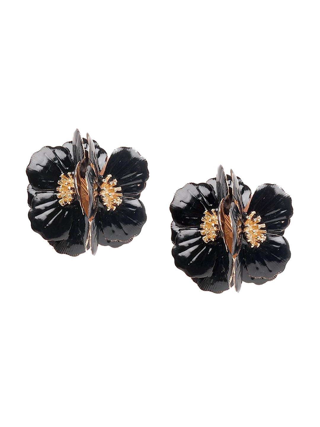

ODETTE Floral Studs Earrings, Black