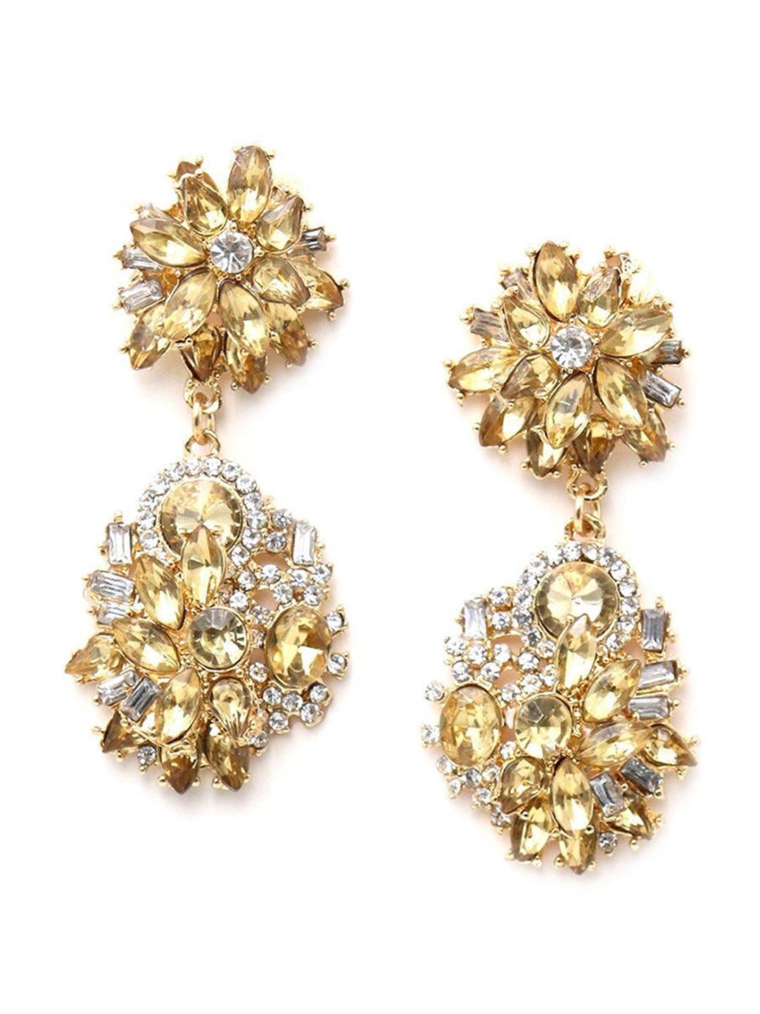 

ODETTE Contemporary Stone-Studded Drop Earrings, Gold