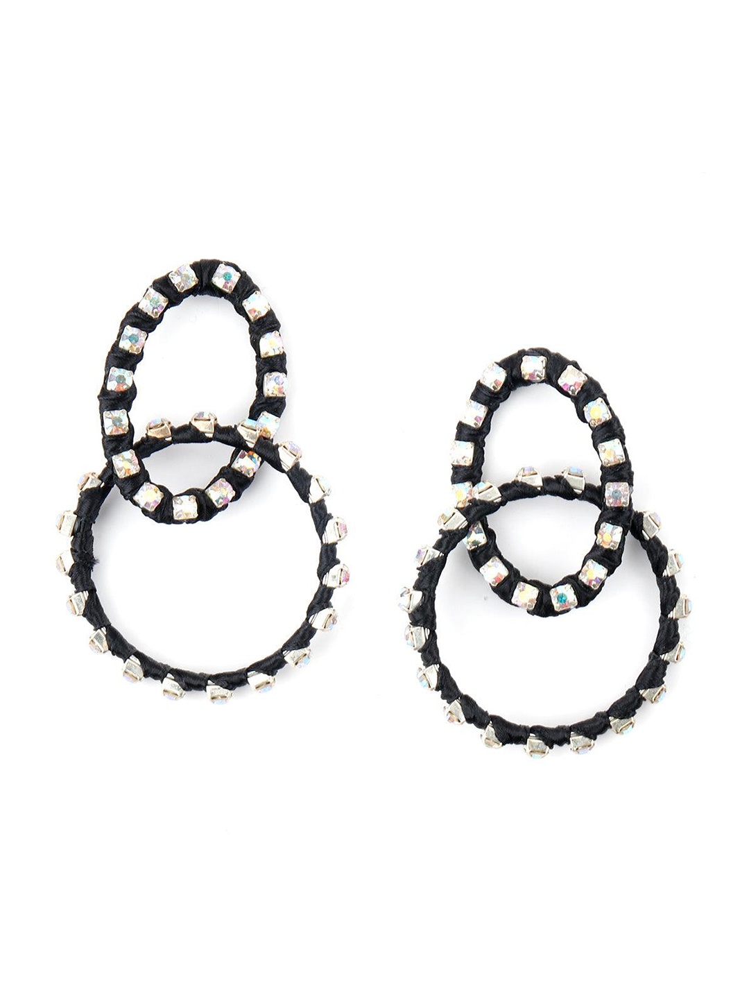 

ODETTE Stone-Studded Contemporary Drop Earrings, Black