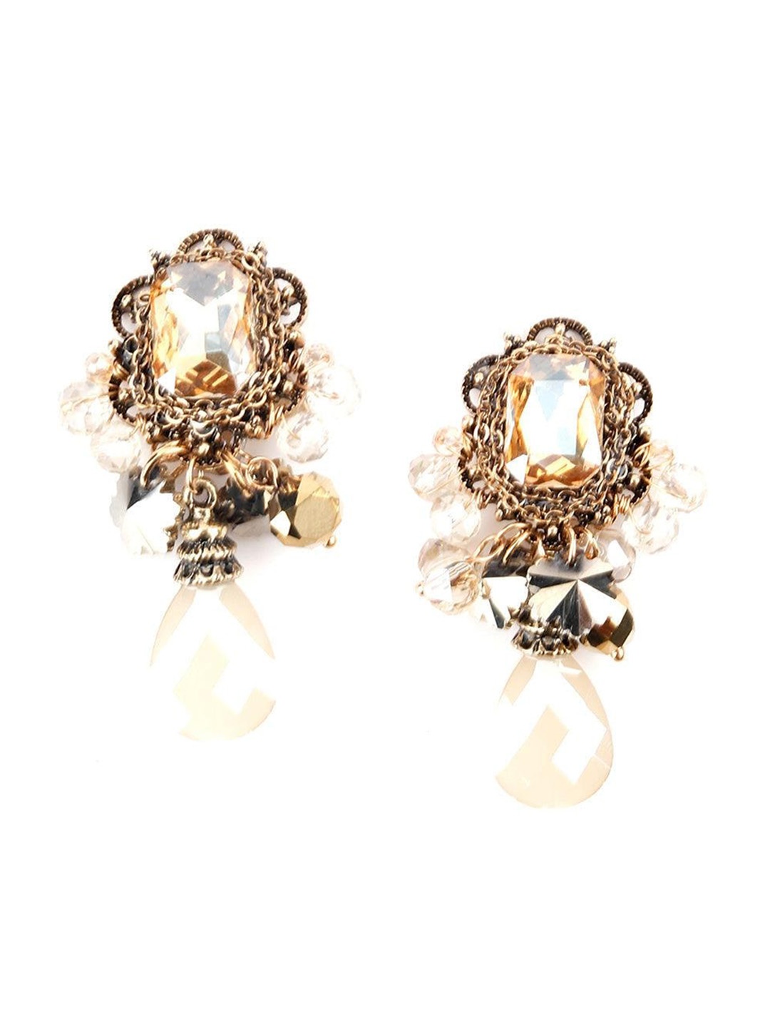 

ODETTE Beaded Contemporary Drop Earrings, Gold