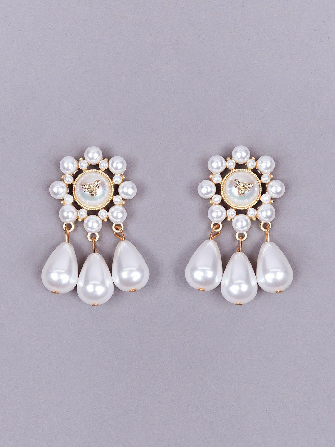 

ODETTE Beaded Contemporary Drop Earrings, Gold
