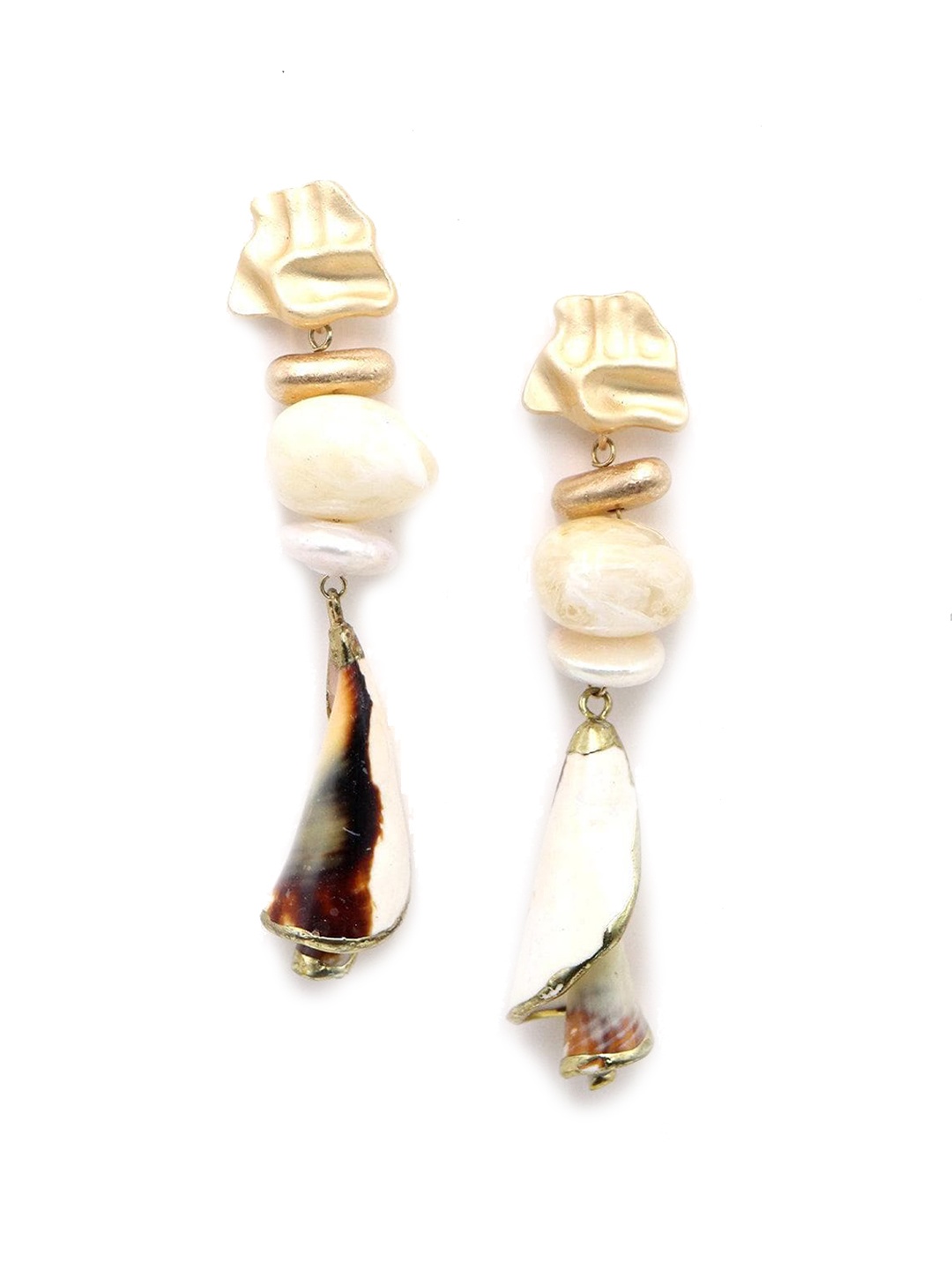 

ODETTE Beaded Contemporary Drop Earrings, Gold