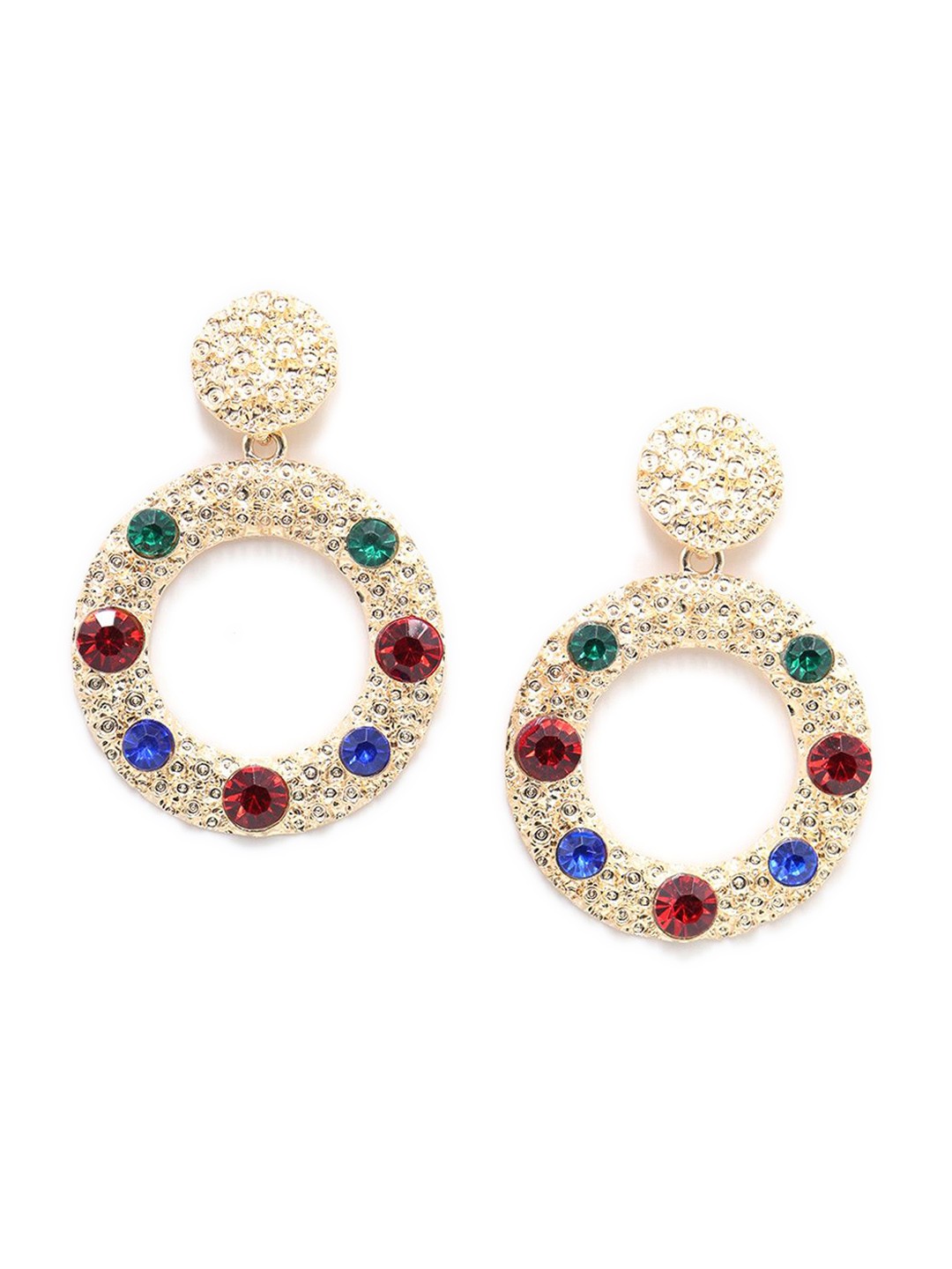 

ODETTE Stone-Studded Circular Drop Earrings, Gold