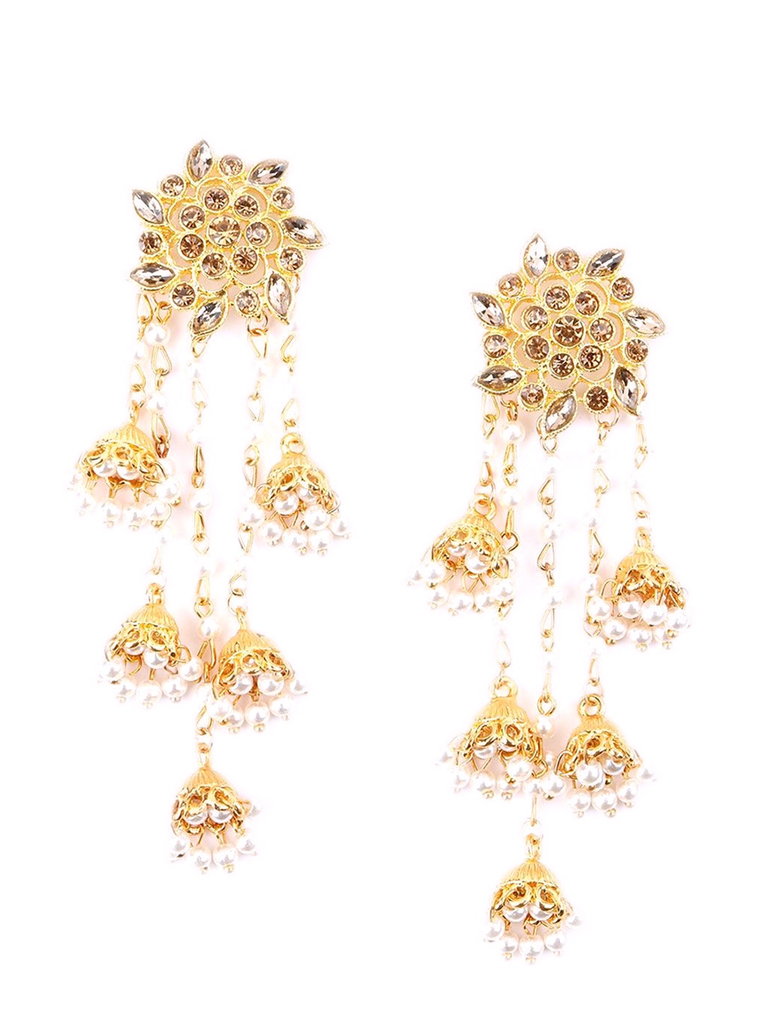 

ODETTE Stone-Studded Jhumkas, Gold