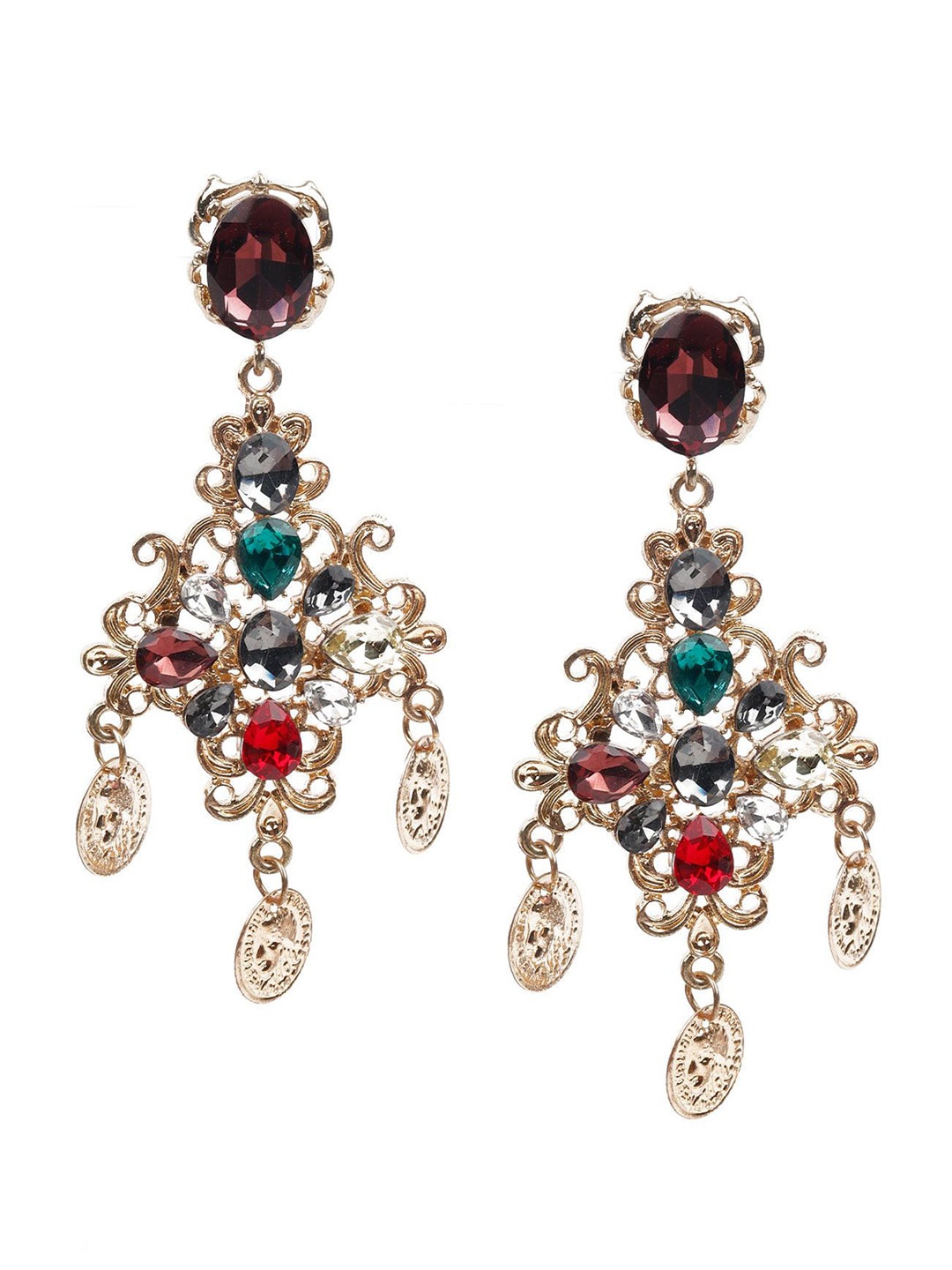 

ODETTE Contemporary Stone-Studded Drop Earrings, Gold