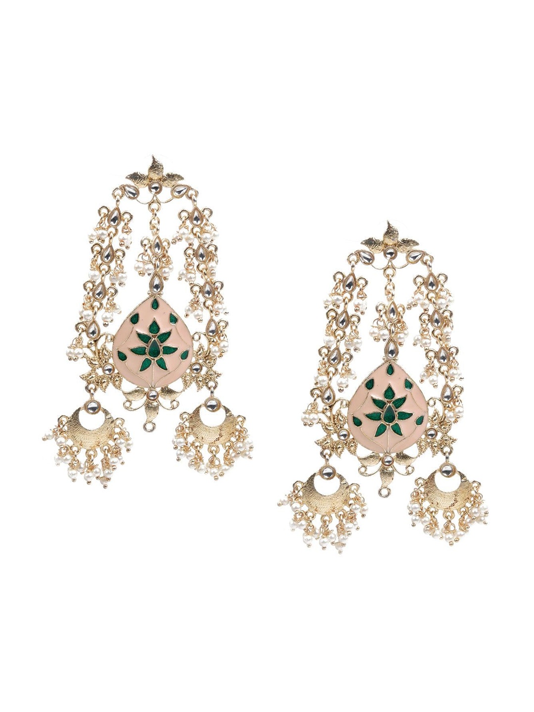 

ODETTE Contemporary Stone-Studded & Beaded Drop Earrings, Gold