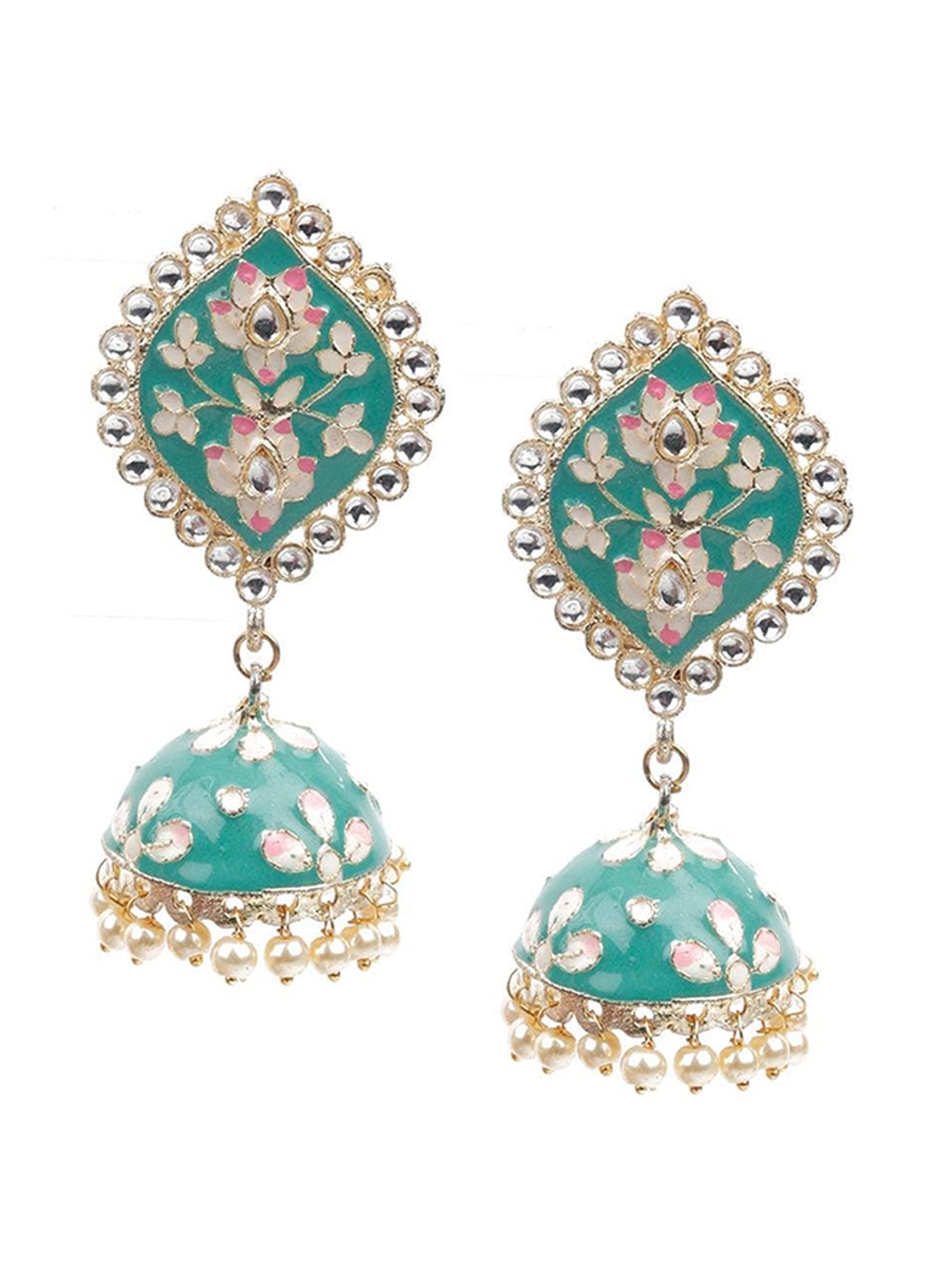 

ODETTE Sea Green Contemporary Jhumkas Earrings