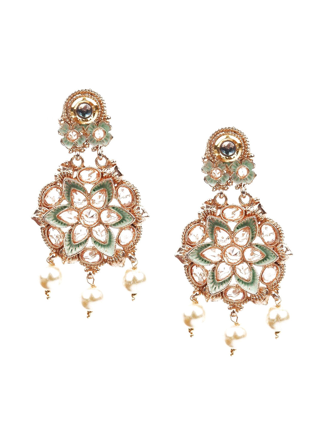 

ODETTE Contemporary Meenakari Earrings, Green