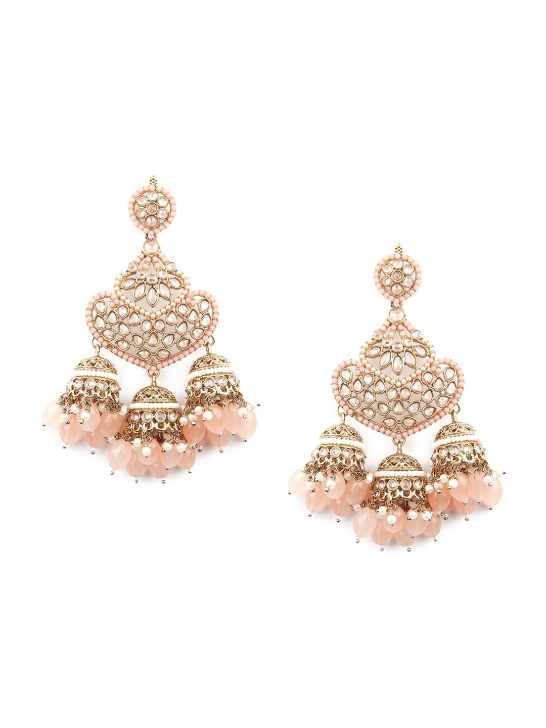 

ODETTE Contemporary Jhumkas Earrings, Peach