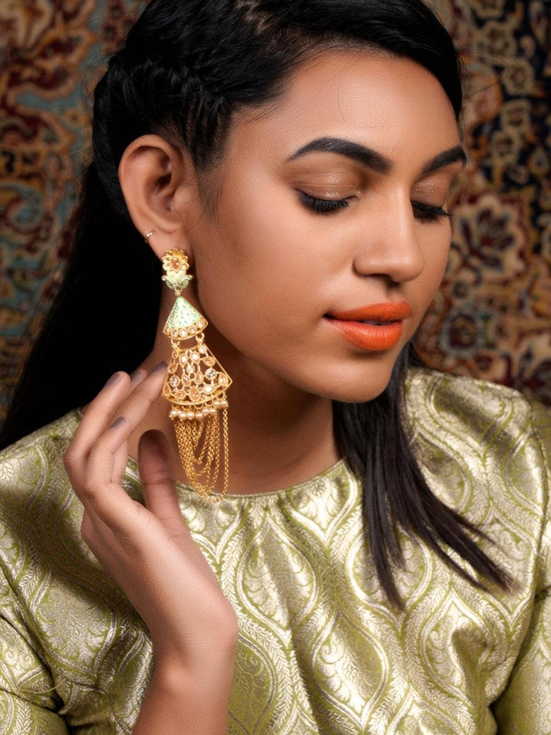 

ODETTE Contemporary Jhumkas Earrings, Gold